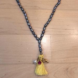 NWT Juicy Couture Freshwater Pearl Tassel & Charm Necklace